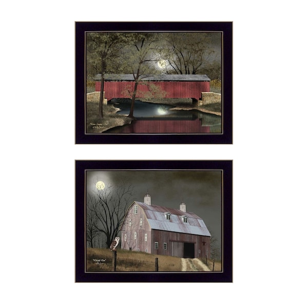 Homeroots Set Of Two Midnight Moon Black Framed Print Wall Art, 2PK 405758 - main