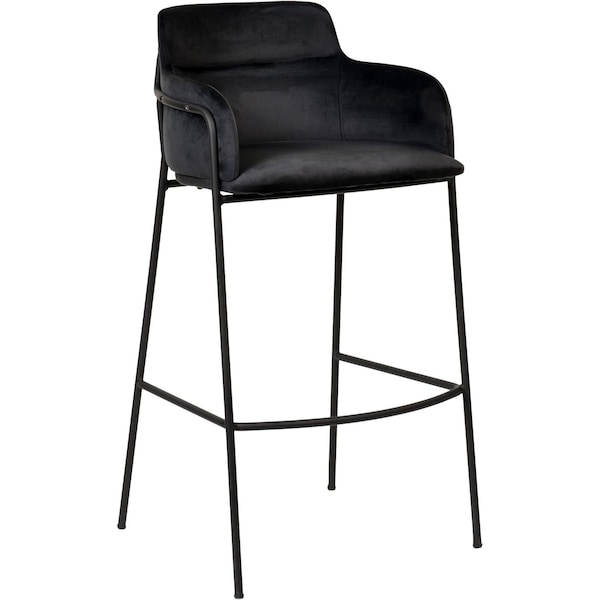 Leisuremod Axis Ergonomic Velvet/Polyester/Leather Bar Stool with Powder-Coated Steel AC29BL - main