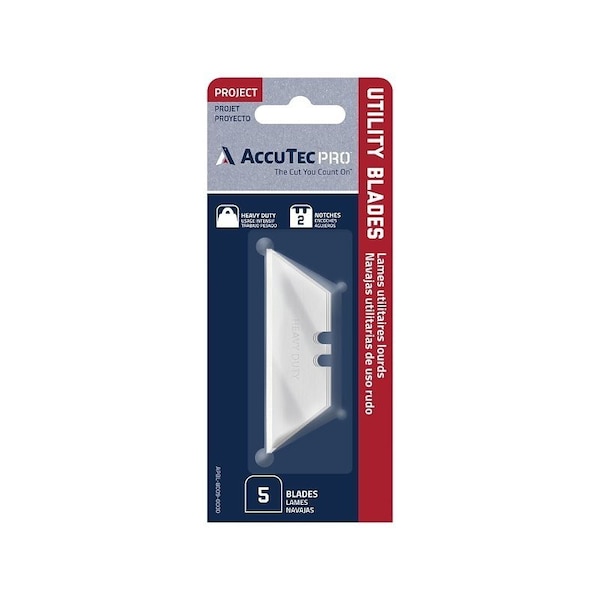 Accutec Pro Heavy-Duty Utility Blade, 6 in L, High Carbon Steel, Two Facet, Two Notch Edge, 5PK APBL-8009-0000 - main