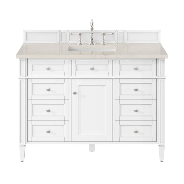 James Martin Vanities Brittany 48" Sgl Vanity in Bright White, w/ 3 CM Siberian Silestone Top w/FreePower Wireless Charger 655-V48-BW-FSFR - main