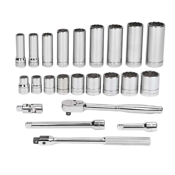Williams Williams Socket/Tool Set, 3/8" D, 12Pt, 23pc, TLsOnly JHWWSB-23F - main