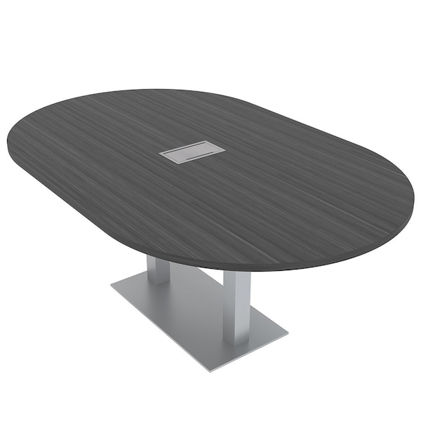 Skutchi Designs Racetrack Conference Table With Power Unit, 48 in W, 84 in L, Grey HAR-RAC-48X84-DOU-WA7949-ESIL - main