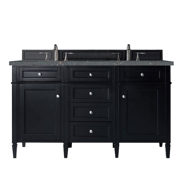 James Martin Vanities Brittany 60'' D Vanity, Black Onyx w/ Parisien Bleu Silestone Top w/FreePower Wireless Charger 650-V60D-BKO-FPBL - main