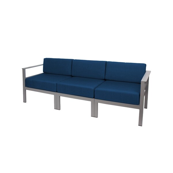 Bfm Seating Belmar 82in Outdoor Sectional Sofa with Sunbrella Cushions, Soft Gray Frame PH6101SG-14066 - main
