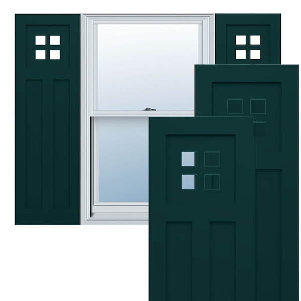 Ekena Millwork True Fit PVC San Antonio Mission Style Fixed Mount Shutters, Thermal Green, 12W x 44H, PR TFP001ST12X044FG - main