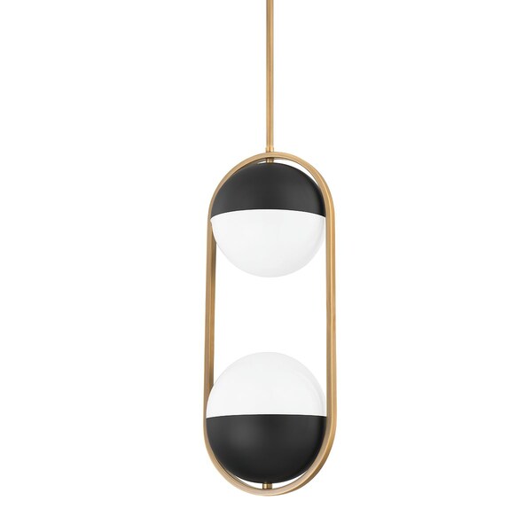 Troy Lighting Willard 2 Light Pendant 7.75 In. Patina Brass F9922-PBR/SBK - main