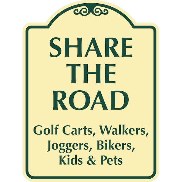 Lyle Share The Road Golf Carts Walkers Joggers Bikers Kids, 12x18, Engineer Grade, Tan G-2474-EG_12x18 - main