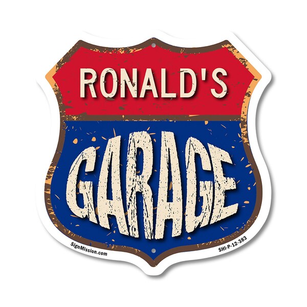 Signmission Ronald's Garage, 12 Inch X 12 Inch, Plastic Sign SHI-P-12-383-RONALD - main