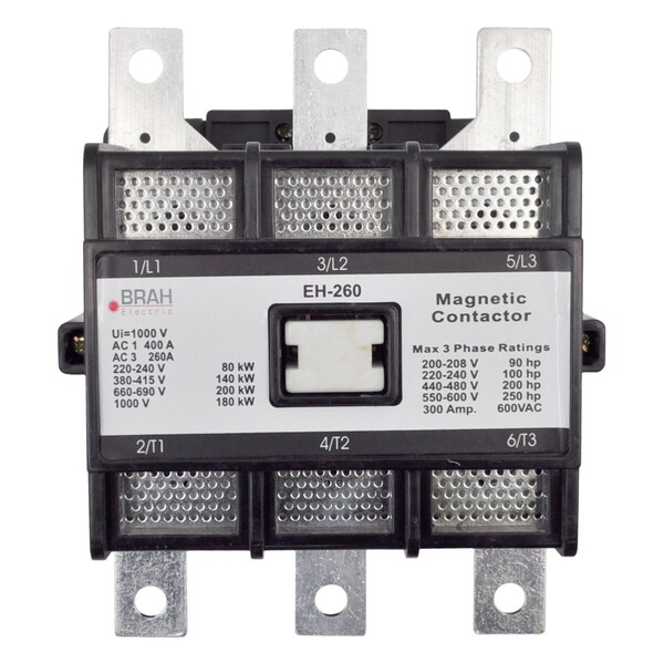 Brah Electric , Replacement 260A 600V 3P with 240VAC Coil for EH Series Contactor EH-260-30-22AK BEH-260-30-22AK - main