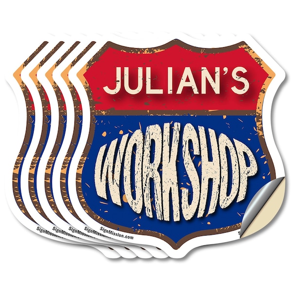 Signmission Julian's Workshop, 4 inch X 4 inch, Vinyl Decal, 5PK SHI-D-5PACK-4-489-JULIAN - main