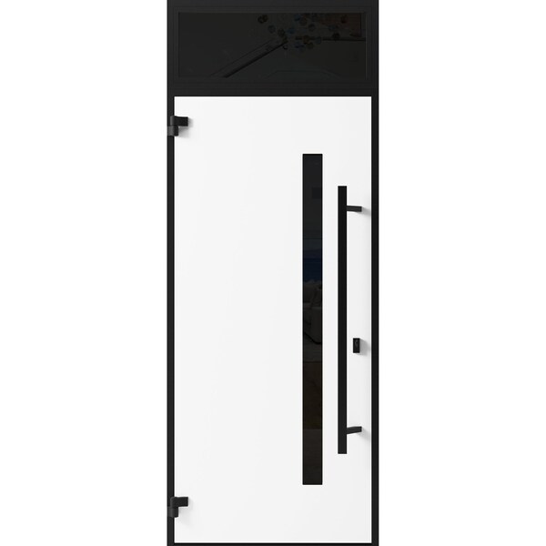 Vdomdoors Front Exterior Prehung Steel Door Ronex0162 Red Oak Transom Window Sidelite Entry Metal Modern RONEX0162EXD-RED-W36 X H80+16-RH-I - main