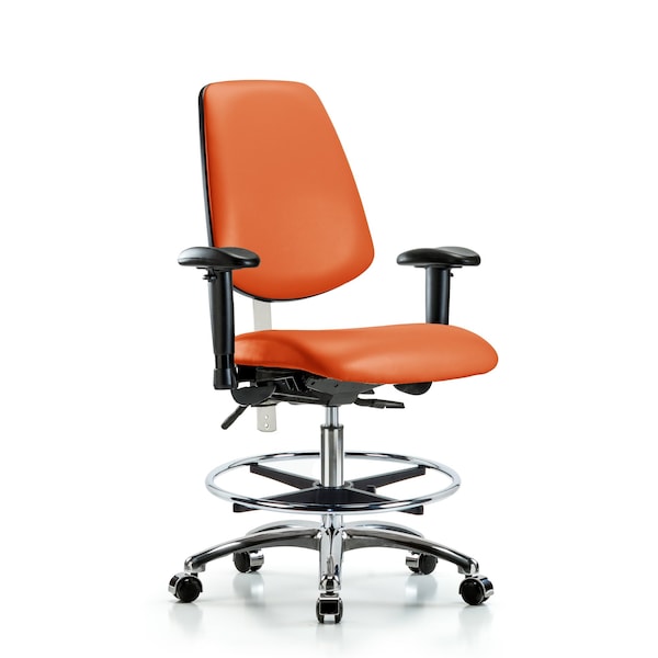 Blue Ridge Ergonomics Clean Room Chair Vin Med Ben Chair, Med, Bk, Orange, CL100, Adjustable Arms, 22" to 29" Height, Vinyl BR-NCR-VMBCH-MB-CR-T1-A1-CF-CC-8613 - main