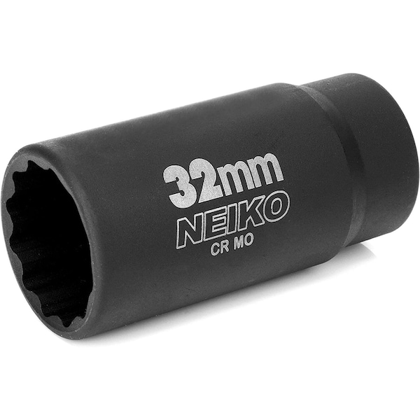 Neiko 0.5 in Drive 12-Point CrMo Steel Deep Impact Socket, 32 mm Size 02523A - main