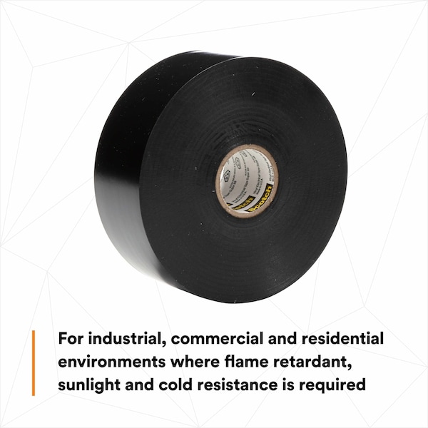 3M ElectricalTape, Black, 36ydL, 1-1/2inW 10349 - main
