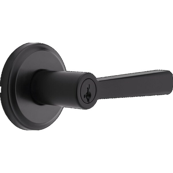 Kwikset Trafford Lever Entry Door Lock SmartKey with 6AL Latch and RCS Strike Matte Black Finish 740TDL-514S - main
