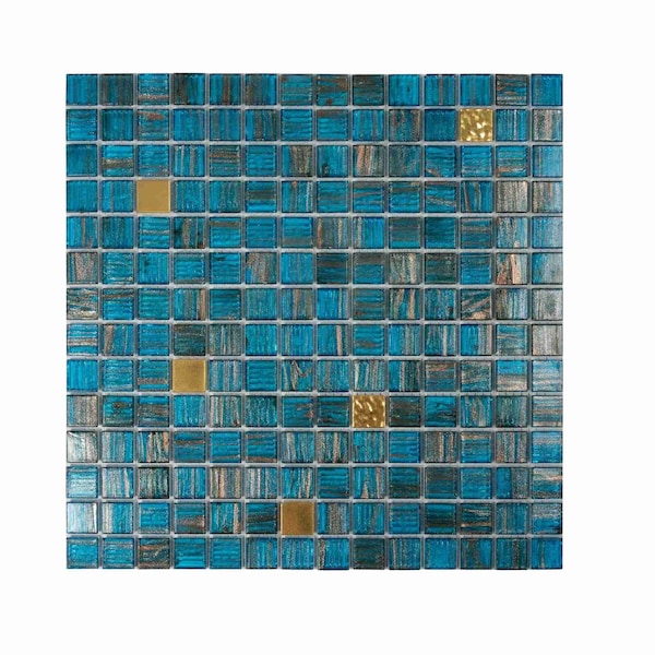 Apollo Tile Mingles 12 in. x 12 in. Glossy Blue and Yellow Glass Mosaic Wall and Floor Tile 20 sqft/case, 20PK MIX2088BL591A - main