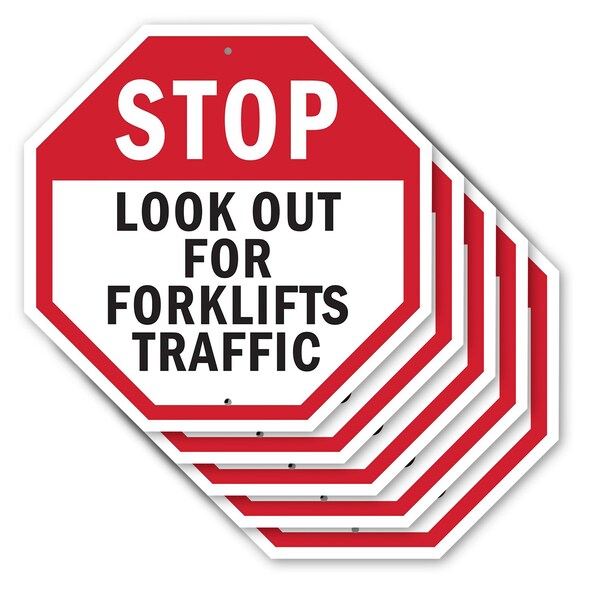 Signmission Stop Look Out for Forklifts Traffic, 10 inch X 10 inch, Aluminum Metal Signs, 5PK OC-A-5Pack-10-58 - main