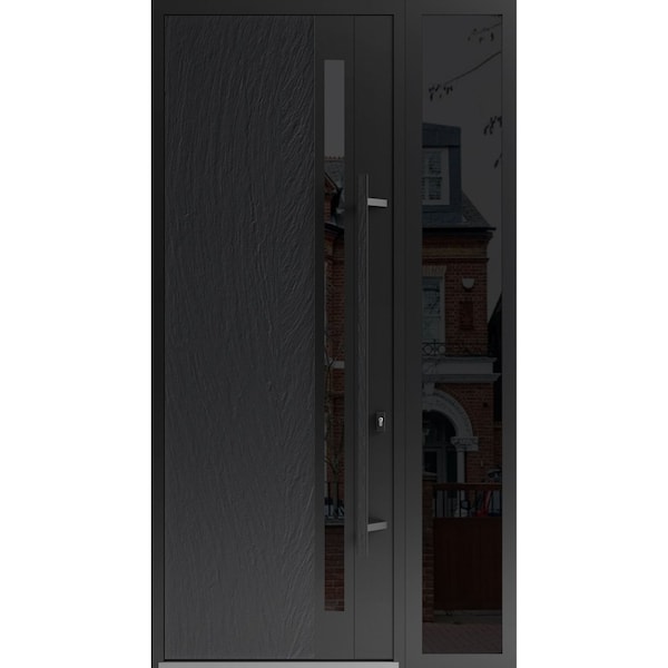 Vdomdoors Steel Door Dekton 0163 Ardesia Nero 96”/ Side Exterior Window Sidelite Entry Door Painted W36+14x DEKTON0163EXD-ARD-W36+14xH96-LH-I - main