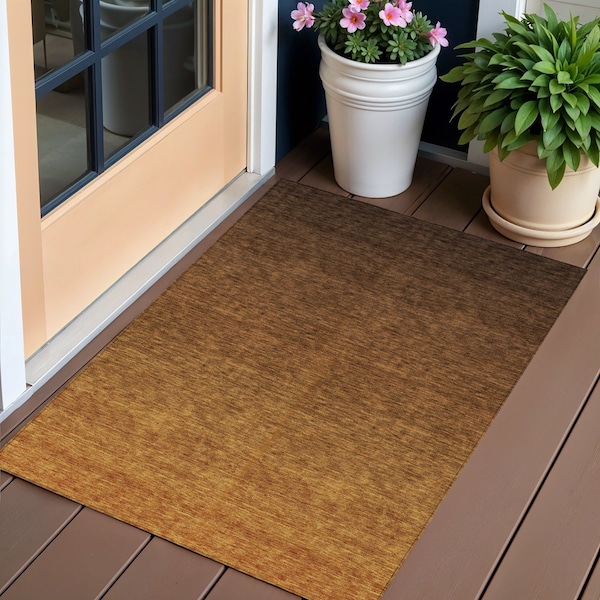 Homeroots 3' X 5' Chocolate And Brown Ombre Washable Indoor Outdoor Area Rug 588552 - main