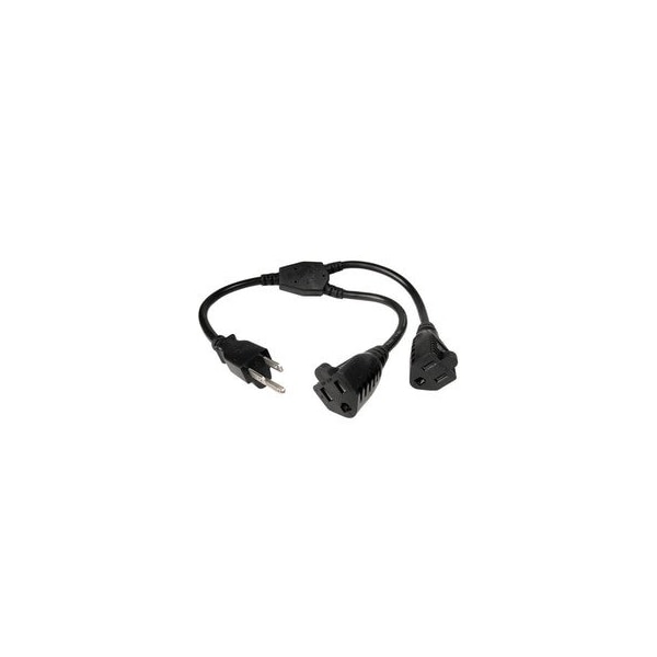 Cable Wholesale Power Y Cord, Black, NEMA 5-15P to Dual NEMA 5-15R, 16AWG, 13 Amp, 2 foot 10W1-04202Y - main