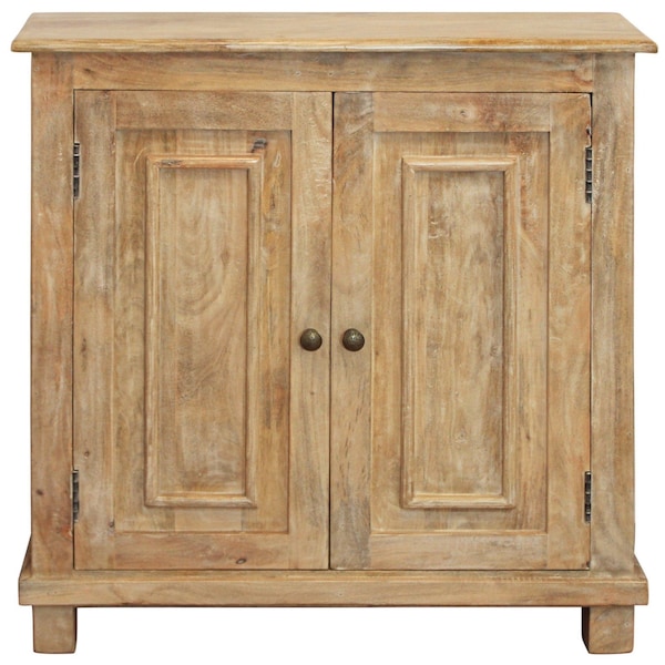 Homeroots 34in Light Brown Solid Wood Sideboard with Two Doors 488492 - main