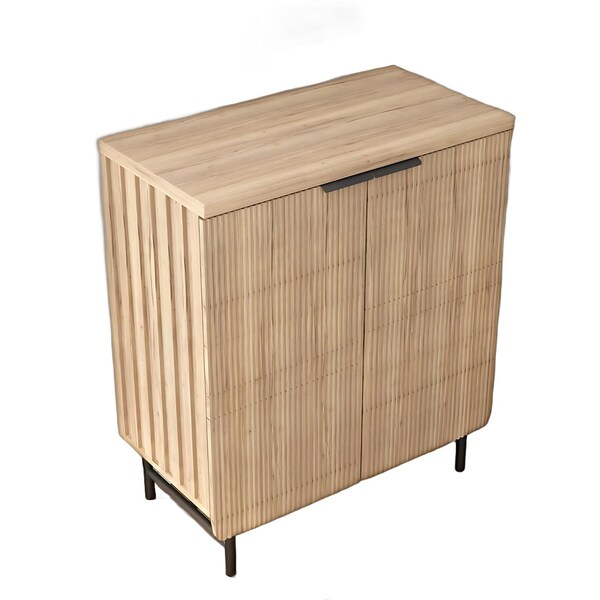 Homeroots 35" Oak Wood Textured Door Accent Cabinet With Two Doors 644523 - main