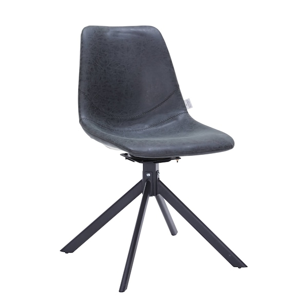Leisuremod Markley Modern Leather Swival Dining Chair With Metal Legs in Black MSCBL-18-BL - main