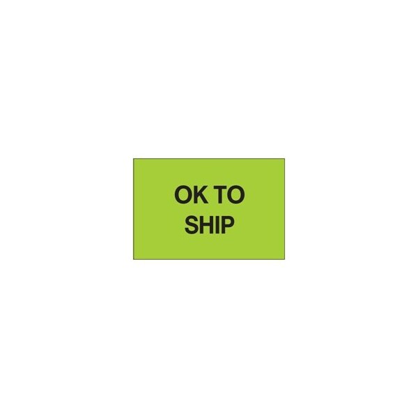 Bubblefast 2 x 3'' - ''OK To Ship'' Fluorescent Green Labels BFDL1147 - main