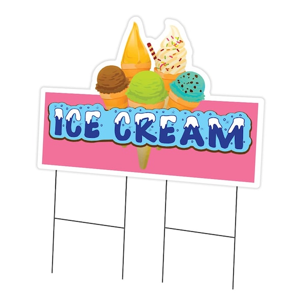 Signmission Ice Cream Die Cut Yard Sign & Stake outdoor plastic coroplast window, C-DC-2436-Ice Cream19 C-DC-2436-Ice Cream19 - main