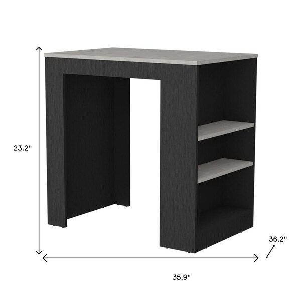 Homeroots 36in Gray and Black Faux Marble and Wood Kitchen Island With Storage 526161 - main