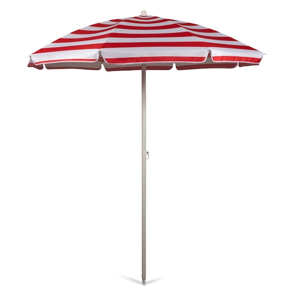 Picnic Time Family Of Brands 5.5 Ft. Portable Beach Umbrella, Red Cabana Stripe 822-00-336-000-0 - main