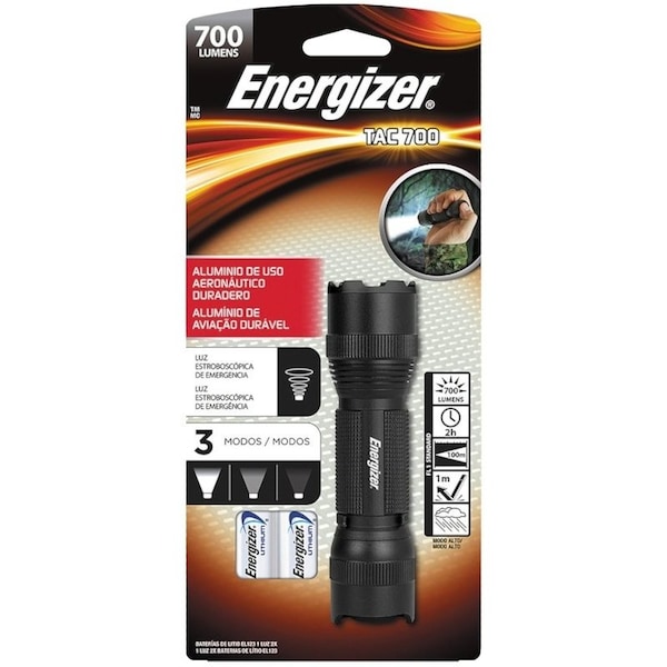 Energizer Tactical Metal Light, 123A Battery, Lithium-Ion Battery, 700 Lumens Lumens, 100 m Beam Distance, Black PMHT2L - main