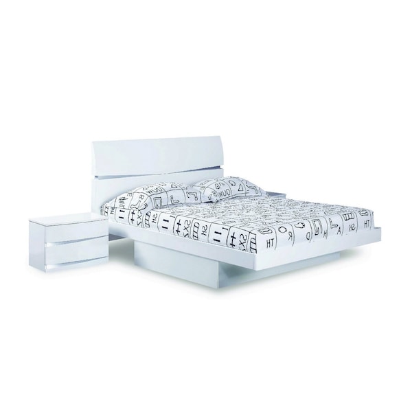 Homeroots 80'" X 60'" X 42.5'" Modern Queen White High Gloss Bed 343938 - main