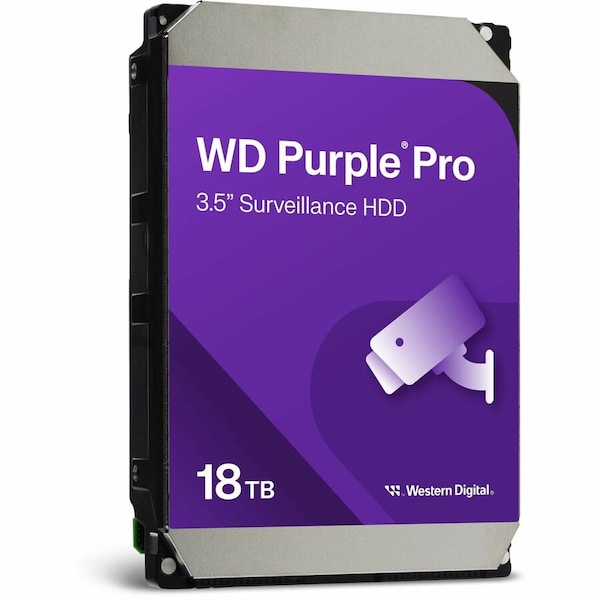 Western Digital WD Purple Pro 18TB Hard Drive, 3.5 in. Internal, SATA/600, Conventional Magnetic Recording Method WD181PURP - main