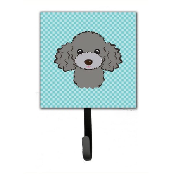 Carolines Treasures Checkerboard Blue Silver Gray Poodle Leash and Key Holder BB1197SH4 - main