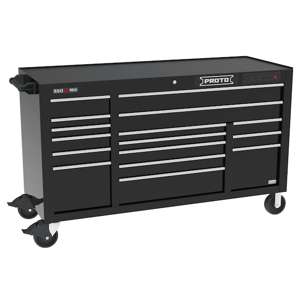 Proto 550 Series Rolling Cabinet, 16 Drawer, Black, 67 in W x 25-1/4 in D x 41 in H J556741B16BKPDP - main
