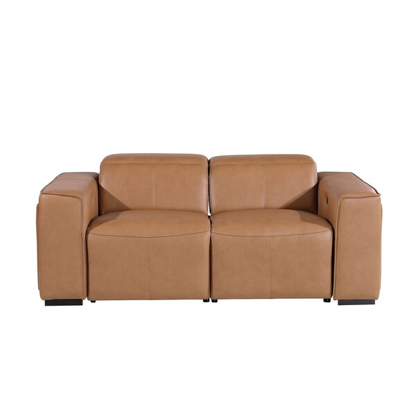 Homeroots 77in Brown Italian Leather Power Reclining Loveseat With Storage 720548 - main