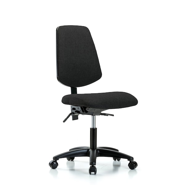 Blue Ridge Ergonomics Desk Chair Fabric Desk Chair, Med, Bk, Casters, Blk, No Arms, 19" to 24" Height, Fabric, Black BR-FDHCH-MB-RG-T0-A0-RC-F42 - main