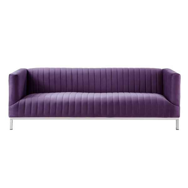 Homeroots 85" Purple Velvet Manufactured Wood Sofa 543975 - main