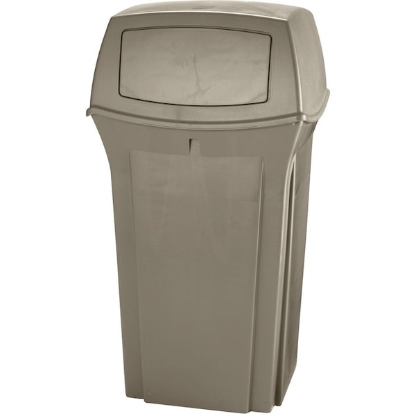 Rubbermaid Commercial Ranger Fire-Safe Container, Square, Structural Foam, 35 gal, Beige FG843088BEIG - main