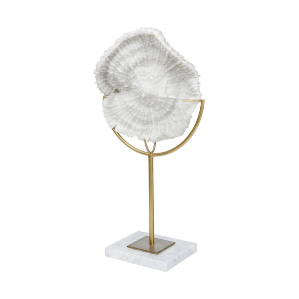 Homeroots 11" White And Gold Resin And Metal Coastal Tabletop Sculpture 392415 - main