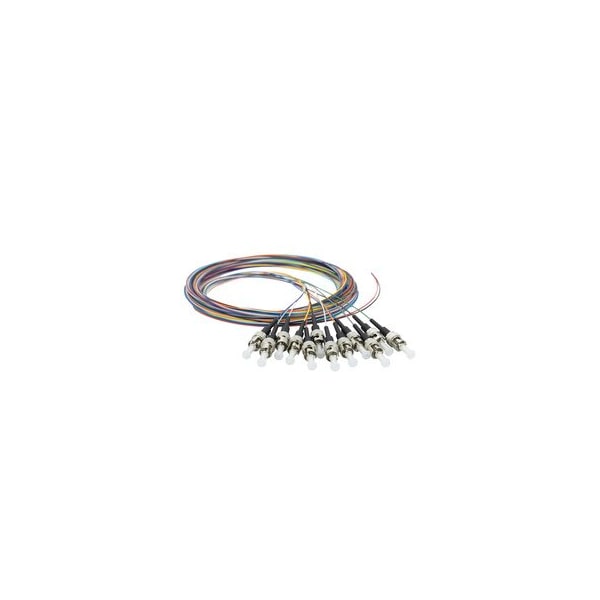 Cable Wholesale 12 Strand Fiber Pigtail, OM2 - 50/125, Multmode Black Boot ST/PC connectors, 3 meter 15F1-31012 - main