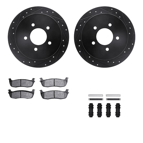 Dynamic Friction Co DFC Brake Rotor Drilled & Slotted - Black- w/Ultimate Duty Brake Pad & HW Kit 8412-54061 - main
