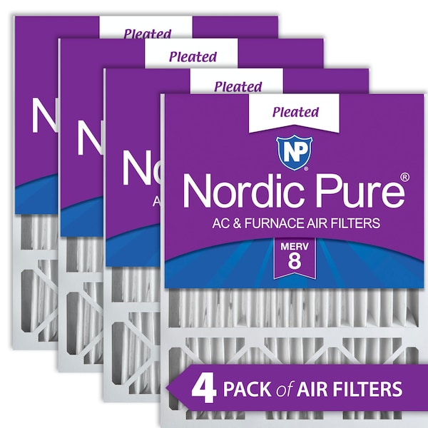 Nordic Pure 20x25x5 Pleated Air Filter, High Capacity, Electrostatically Charged Synthetic Media, MERV 8, 4 PK 20x25x5HM8-4 - main