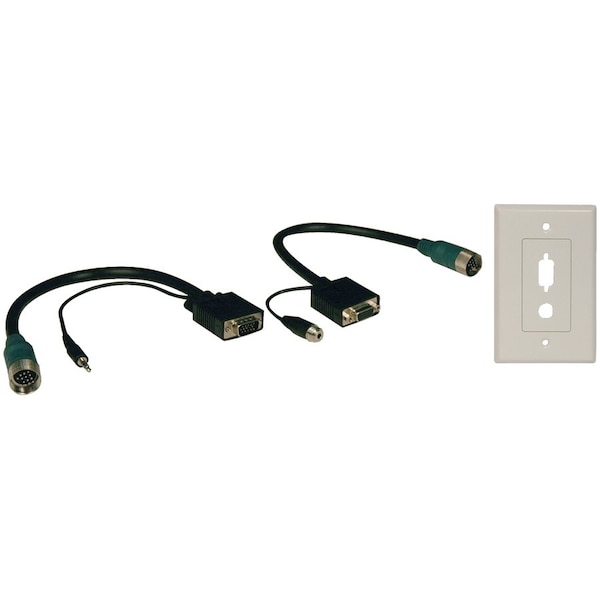 Tripp Lite SVGA/3.5mm Connector Kit, SVGA, Wall Plate, Color: Black EZA-VGAAX-2 - main