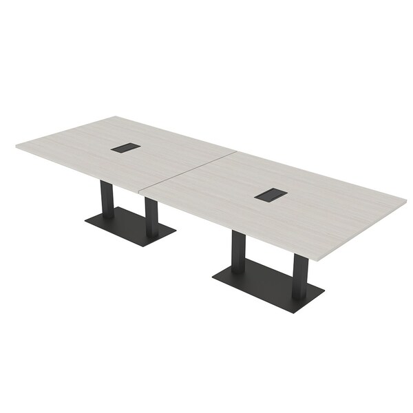 Skutchi Designs Rectangle Conference Table With Power Unit, 48 in W, 144 in L, Ivory HAR-REC-48X144-DOU.BK-K458-EBLK - main