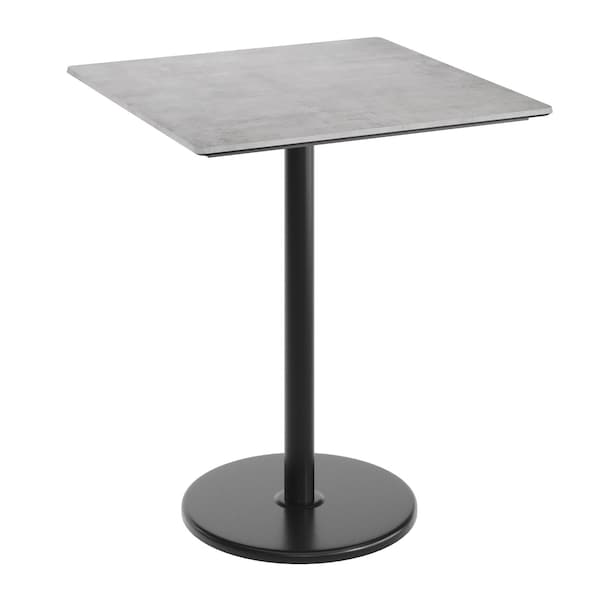 Flash Furniture 36" Square Tabletop, Seamless Surface Technology, Gray Faux Concrete, 24" Black RND Bar Height Base ST-SQ36-CMGY-TR24B-GG - main