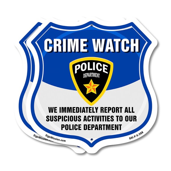 Signmission Neighborhood Crime Watch Shield Sign We, 6 inch X 6 inch, Plastic Sign, 2PK SHI-P-2PACK-6-388 - main