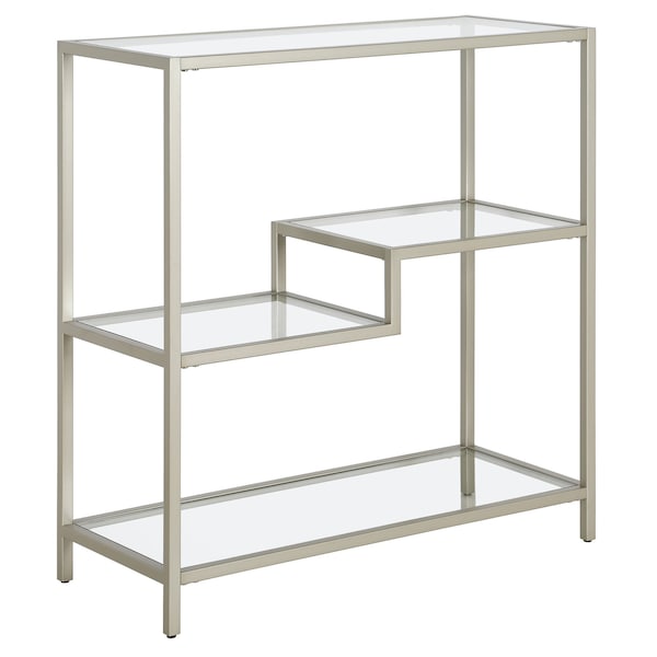 Homeroots 36" Silver Metal and Glass Three Tier Etagere Bookcase 527568 - main