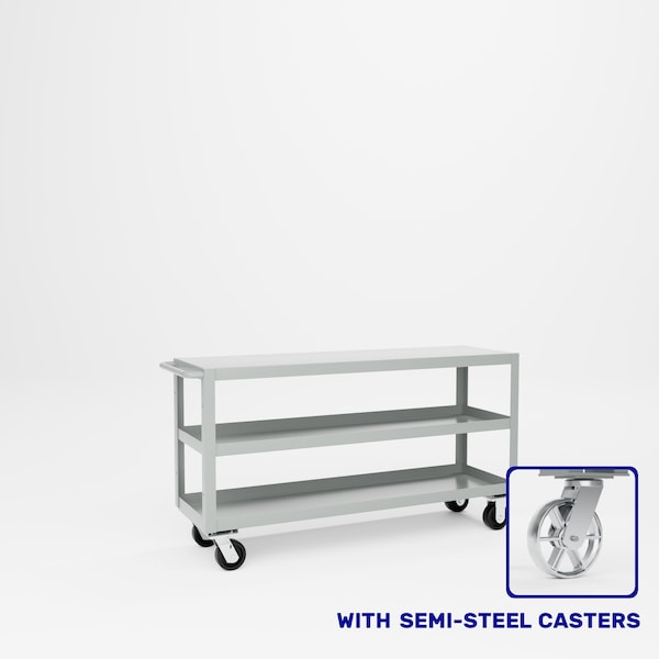 Pucel Heavy Duty Shop Truck, 60 in W x 18 in D x 33.5 in H, Three Shelves, Push Handle, Gray 1860-DT-3S - main